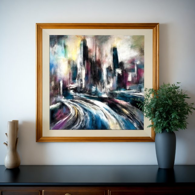 Abstract City Building Hard Pastel Drawing III Poster (Creator Uploaded)