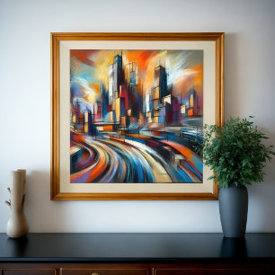 Abstract City Building Hard Pastel Drawing VI Poster