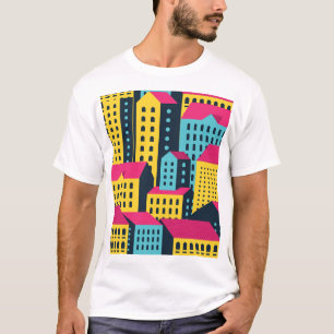 Abstract City Buildings Landscape Vintage T-Shirt