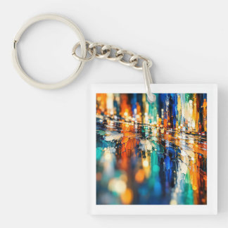 Abstract city night key ring