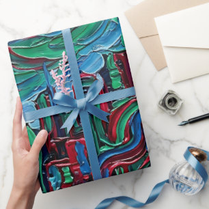 Abstract City Skyline Jewel Tone Wrapping Paper