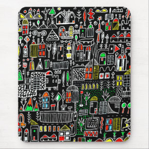 Abstract city whymsical art mouse mat