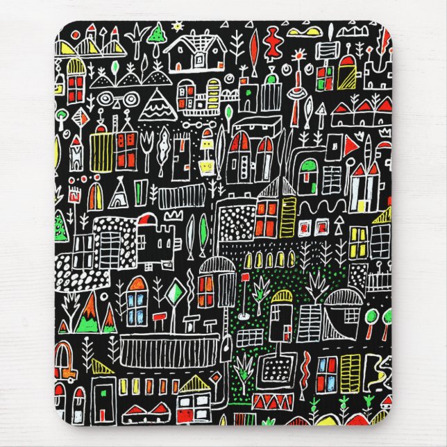 Abstract city whymsical art mouse mat (Front)