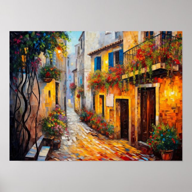 Abstract Cityscape Art Print, Contemporary Street  Poster (Front)