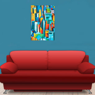 Abstract Cityscape Buildings Skyscrapers Art Canvas Print