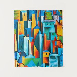Abstract Cityscape Buildings Skyscrapers Art  Tapestry