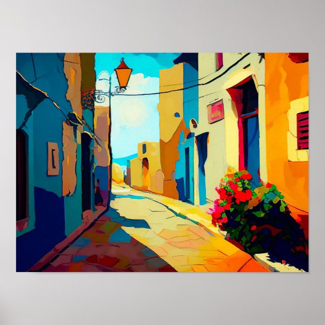 Abstract Cityscape Canvas Print Contemporary Stree (Front)