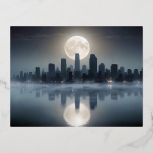 Abstract Cityscape Modern Architecture Background  Foil Holiday Postcard