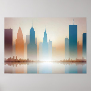 Abstract Cityscape Modern Architecture Background  Poster