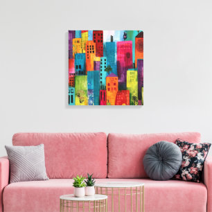 Abstract Cityscape Painting Canvas Print