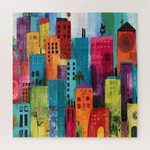 Abstract Cityscape Painting Jigsaw Puzzle