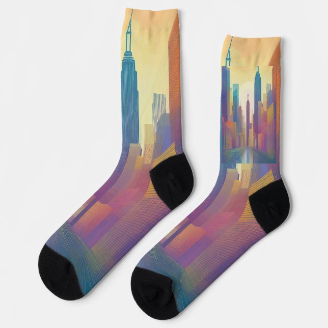 Abstract Cityscape Socks – Urban Outline Design (Left)