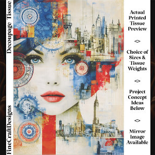 Abstract Cityscape Woman Collage FS7L Decoupage Tissue Paper