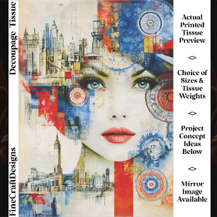 Abstract Cityscape Woman Collage FS7R Decoupage Tissue Paper