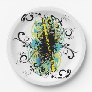 Abstract Clarinet Music Marching Band Theme Paper Plate