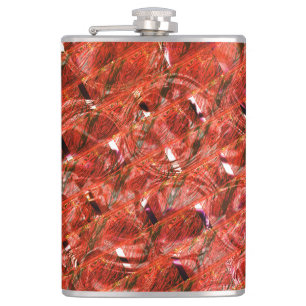 Abstract clear red with spots and crooked style hip flask