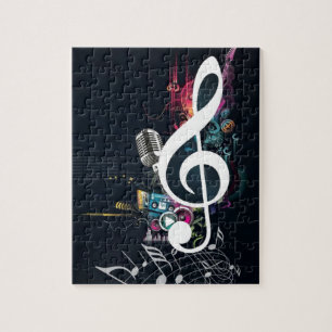 Abstract Cleft Note and Microphone Jigsaw Puzzle