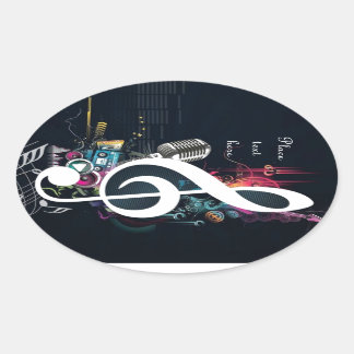 Abstract Cleft Note and Microphone Oval Sticker