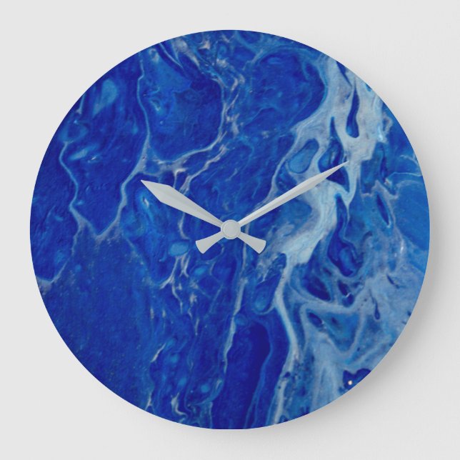 Abstract clock with fluid pour acrylic art design (Front)