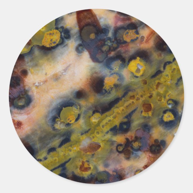 Abstract close up of Ocean Jasper Classic Round Sticker (Front)
