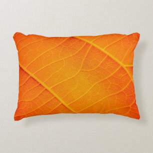 Abstract closeup of an orange and yellow leaf text decorative cushion