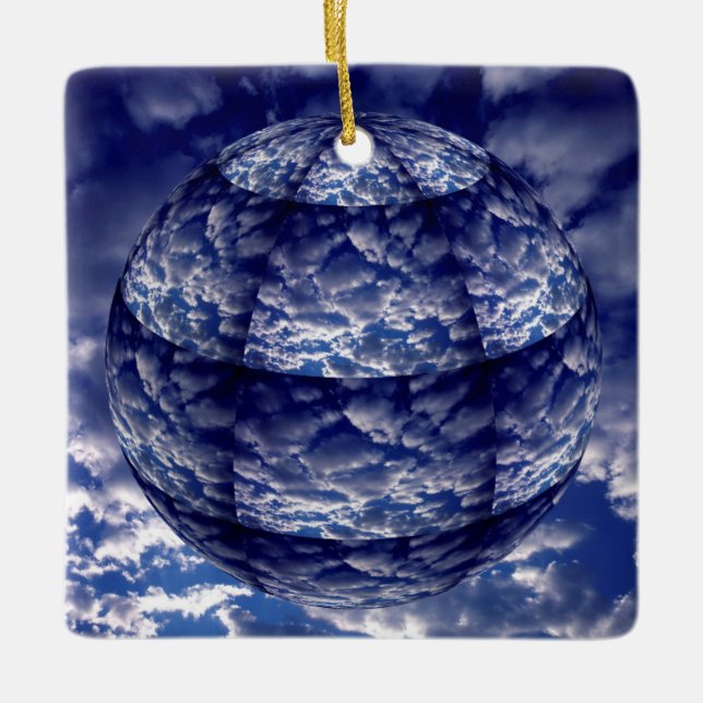 Abstract cloud 3D sphere Ceramic Tree Decoration (Front)