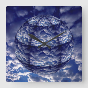 Abstract cloud 3D sphere Square Wall Clock