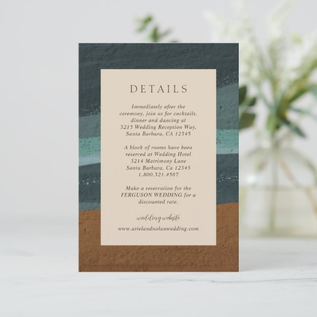 Abstract Coastal Chic Modern Wedding Enclosure Card (Standing Front)