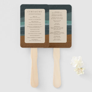 Abstract Coastal Chic Modern Wedding Hand Fan