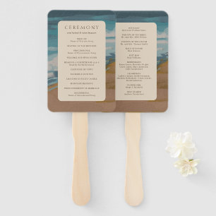Abstract Coastal Chic Modern Wedding Hand Fan