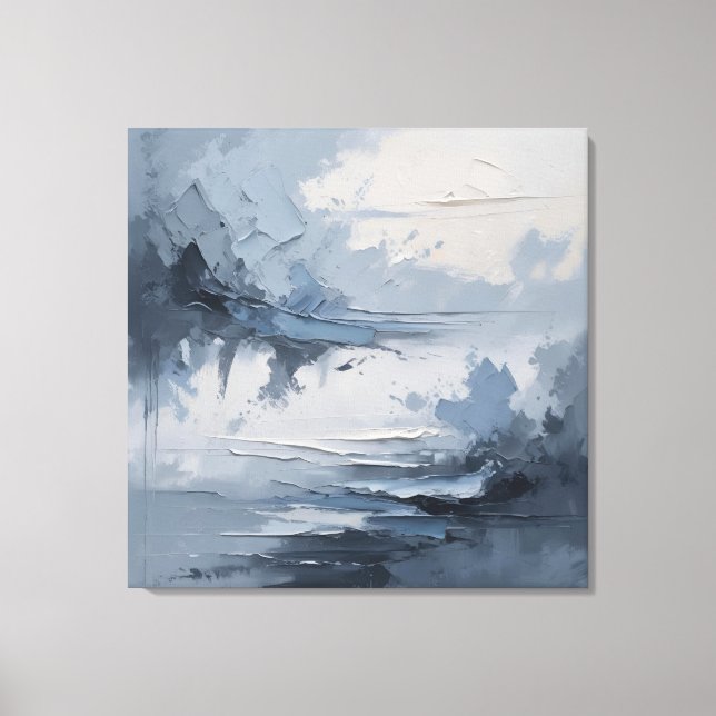 Abstract Coastal Serenity – Textured Ocean & Sky i Canvas Print (Front)