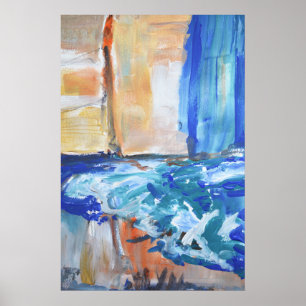 Abstract Coastal Waterfall Poster