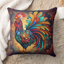 ABSTRACT COCKEREL CUSHION