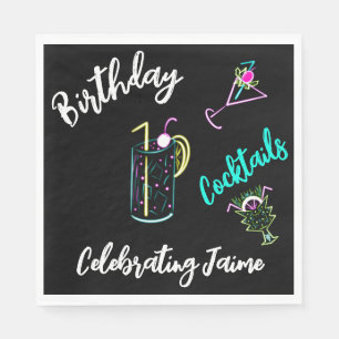 Abstract Cocktail Neon Drinks Bar Club Napkin