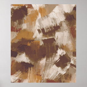Abstract Coffee Colours Paint Strokes Poster