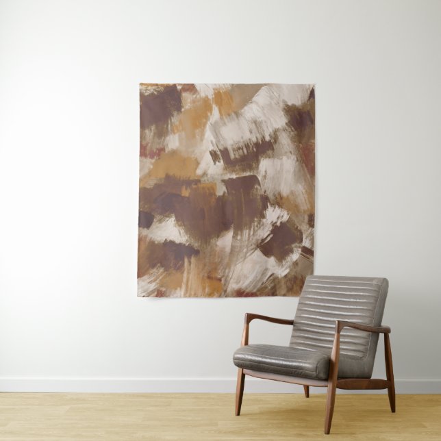 Abstract Coffee Colours Paint Strokes Tapestry (In Situ)