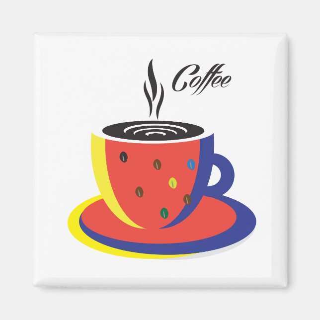 Abstract Coffee Cup Pop Art Trendy Stylish Decor Magnet (Front)