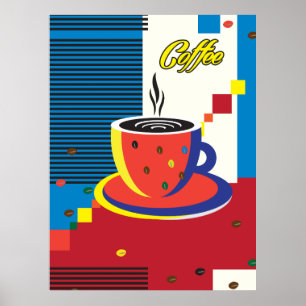 Abstract Coffee Cup Trendy Contemporary Art Poster