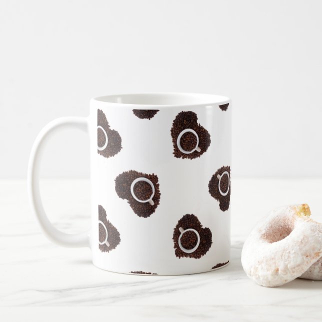 Abstract coffee heart pattern mug (With Donut)