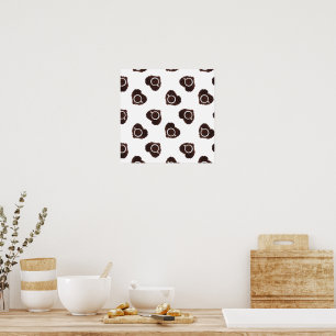 Abstract coffee heart pattern poster