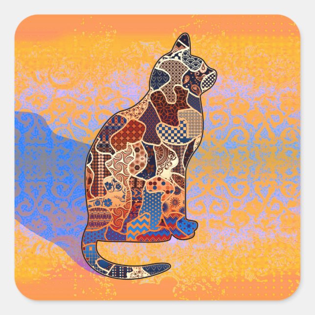 Abstract Collage Clarice the Cat ID103 Square Sticker (Front)