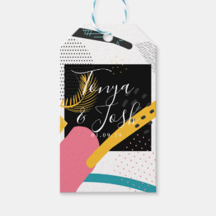 Abstract Collage Modern Tropical Wedding Couples Gift Tags