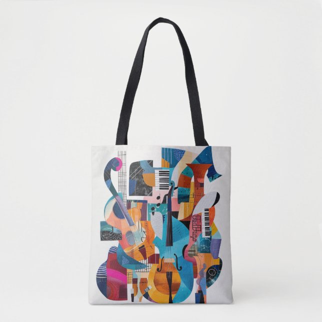 Abstract collage of music instruments tote bag (Front)