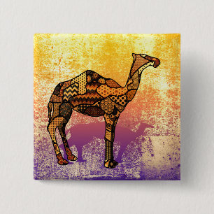 Abstract Collage Ozzy the Camel ID102 15 Cm Square Badge