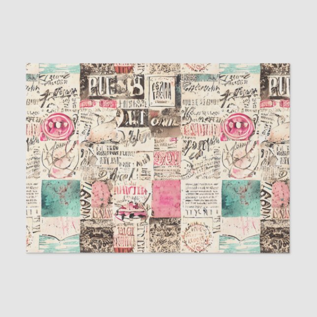 Abstract Collage with Messages Tissue Paper  (Front)