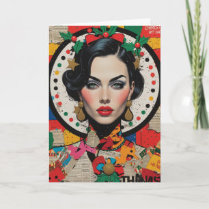 Abstract Collage Woman Christmas Card Customisable