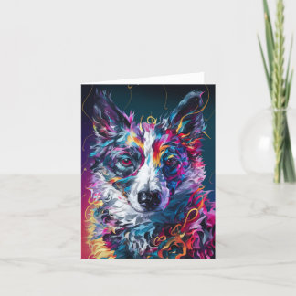 Abstract Collie Dog Blank Card