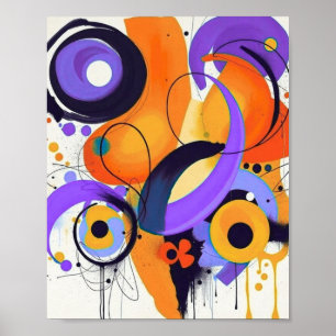Abstract Color Block Mid Century Modern Poster