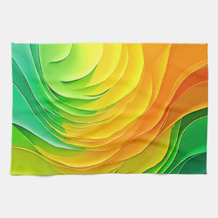 Abstract Color Energy Flow Design Tea Towel