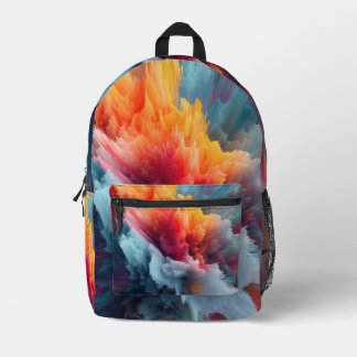 Abstract Color Explosion Contemporary Art  Printed Backpack